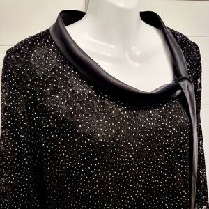 believe..woman Embellished Lace Top 14/16 Black Floral Fancy Plus Party Blouse